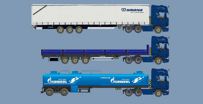 Scania s730 + 3 полуприцепа в игре Мелон Сандбокс